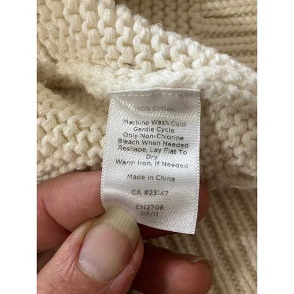 Talbots Womens Sweater Faux Wrap Shawl Collar Chunky Knit Pullover  Ivory Size M - Picture 11 of 11
